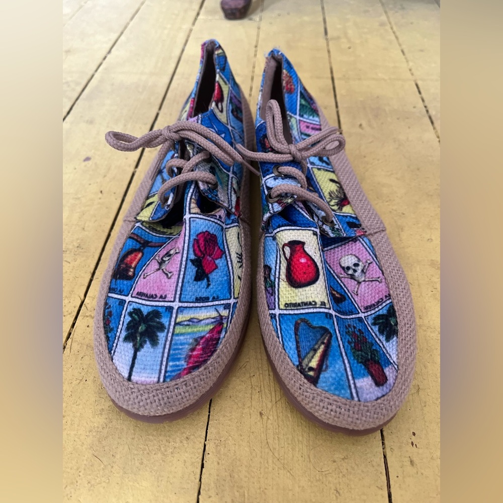 Colorful Mexican Loteria Lace-Up Shoes